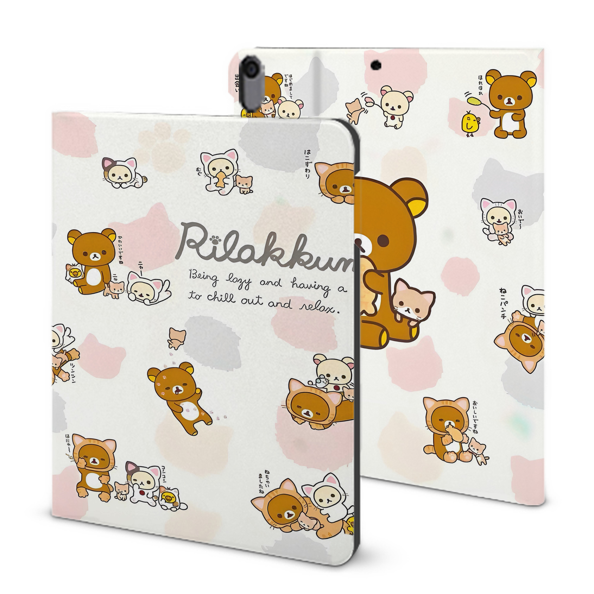 （画像用） リラックマ リラックマ キイロイトリ Rilakkuma Korilakkuma Kiiroitori IPad ケース ブック型 PUレザー TPU 耐衝撃 軽量 薄型 ペン収納なし 全面保護 IPad 各モデル対応